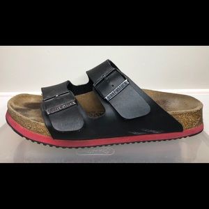 Classic Birkenstocks - Black with Red Accent